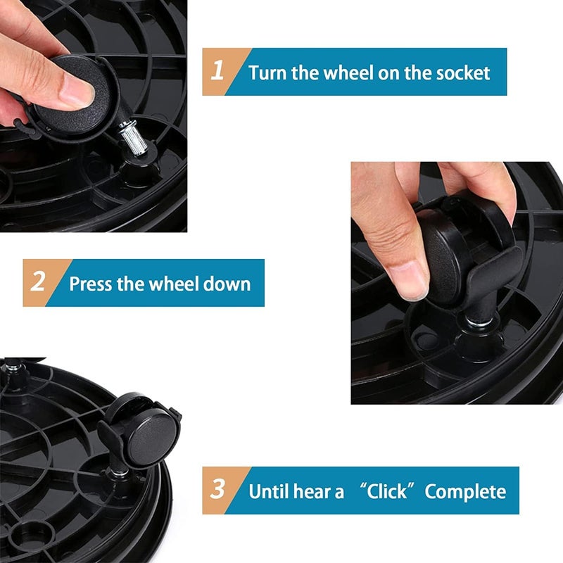 HGLCM 2Pcs Plant Caddy,Planter Pot Mover, Plant Pot Pallet Dolly Caster with Universal Wheels, Round Movable Planter Dolly Trolley Tray Pallet Outdoor Indoor Tree Flower Stand Planter (13 inch+2pcs+black) - Image 5